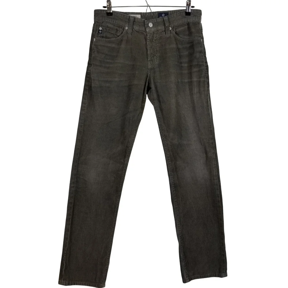 AG Adriano Goldschmied The Graduate Corduroy Pants 29 Olive Grey 1174FVC-HIW-BUN